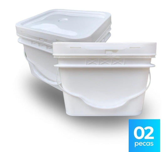 Balde 10L Retangular - Kit 2 Pçs - Nastripack Embalagens
