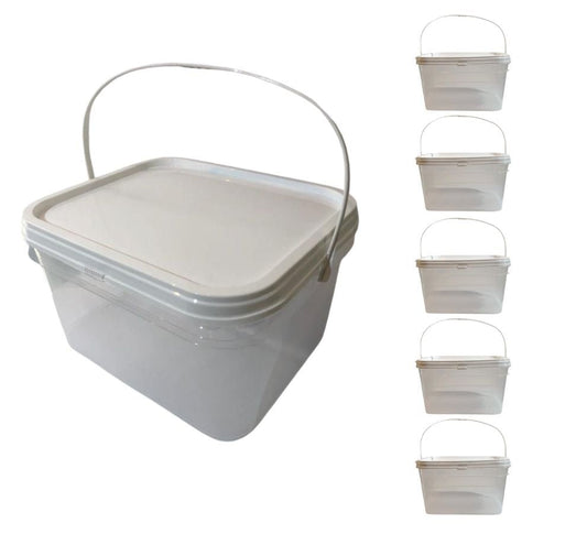 Balde 2.4 Litros Transparente com Tampa Lacre e Alça Plástica - Kit 05 Peças - Nastripack Embalagens