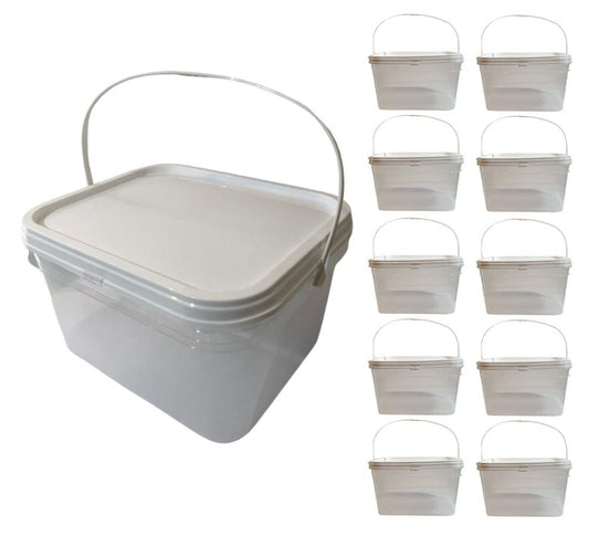Balde 2.4 Litros Transparente com Tampa Lacre e Alça Plástica - Kit 10 Peças - Nastripack Embalagens