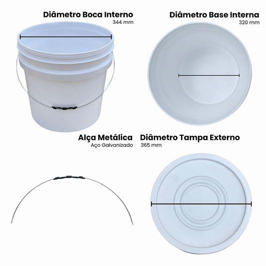 Balde 30 Litros com Tampa para Armazenar Alimentos Multiuso - KIt 07 Peças - Nastripack Embalagens