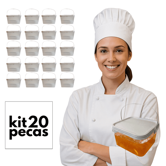 Balde com Tampa para Alimentos 2.4L Retangular Transparente - 20 Pcs - Nastripack Embalagens