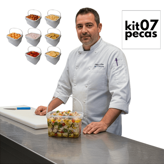 Balde com Tampa Retangular 2.4L Transparente - Kit 07 Pecas - Nastripack Embalagens