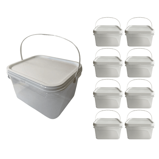 Balde Retangular 2.4L com Tampa Lacre para Alimentos - Kit 08 Peças - Nastripack Embalagens