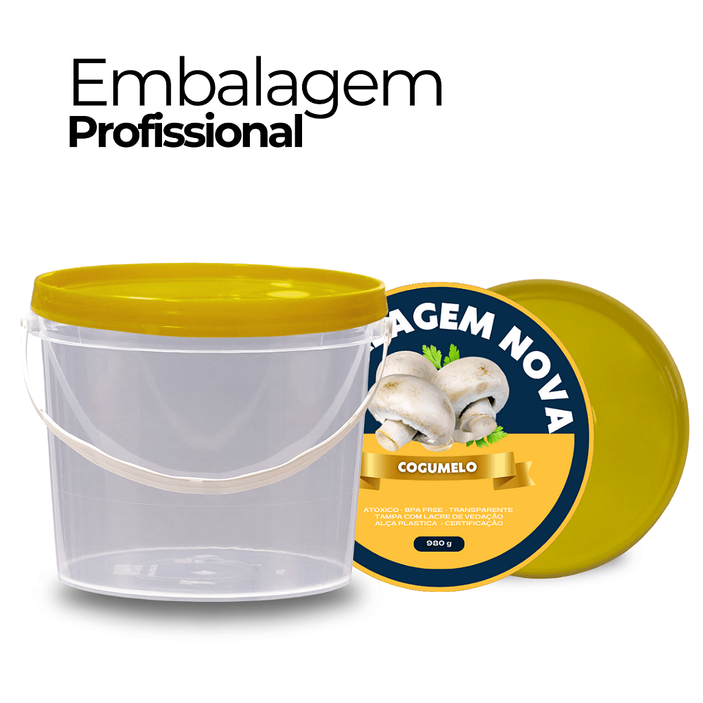 Embalagem com tampa amarela 1.8L Transparente - Kit 20 peças - Nastripack Embalagens