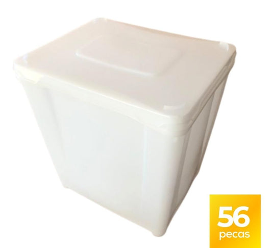 Pote Retangular 10 Litros com Tampa Atoxico BPA Free - Kit 56 Peças - Nastripack Embalagens