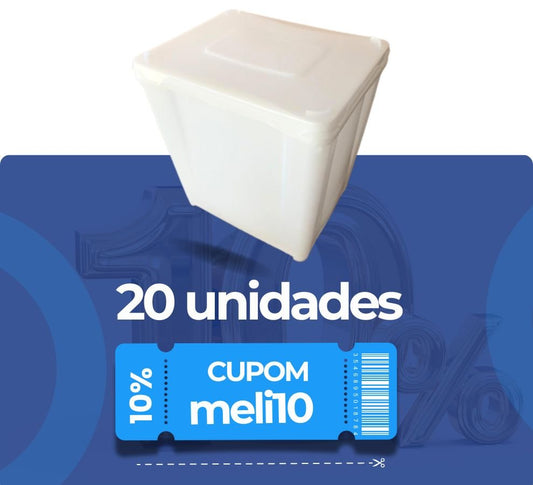 Pote Retangular 10L BPA Free - Kit 20 Peças - Nastripack Embalagens