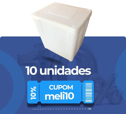 Pote Retangular 10L - Kit 10 Peças - Nastripack Embalagens