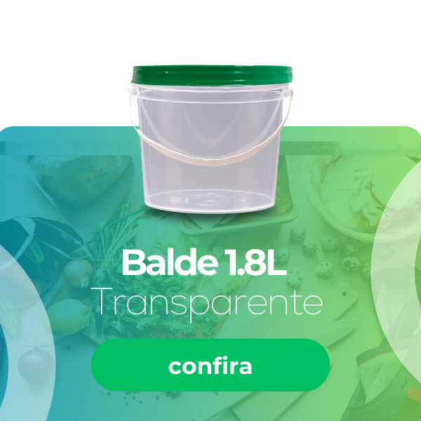 Balde 1.8 Litros Transparente com Tampa Verde