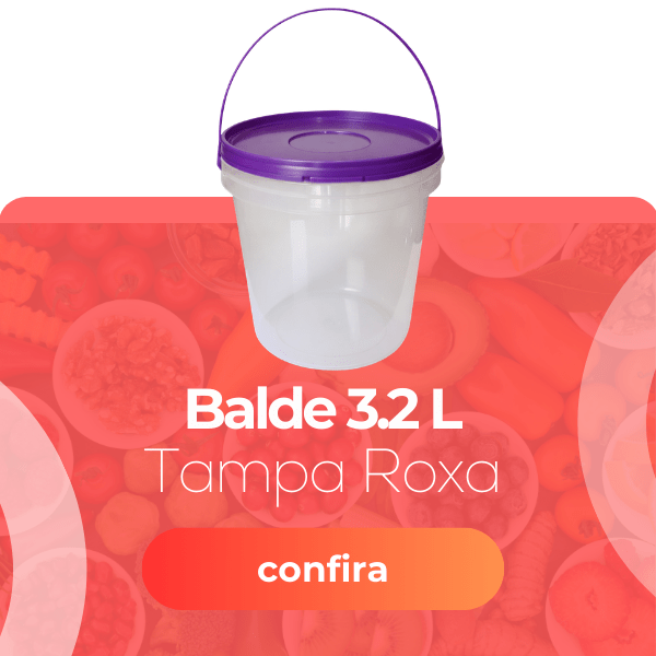 Balde Transparente 3.2L com Tampa Roxa - Nastripack Embalagens