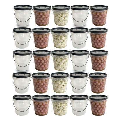 Baldinho com Tampa e Alça Preta Transparente 3.2L - Kit 25 Peças