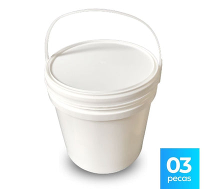 Balde 10L Branco com Tampa Lacre - 03 Peças - Nastripack Embalagens