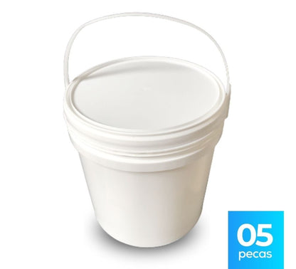 Balde 10L Branco Tampa Lacre - Kit 05 Peças - Nastripack Embalagens