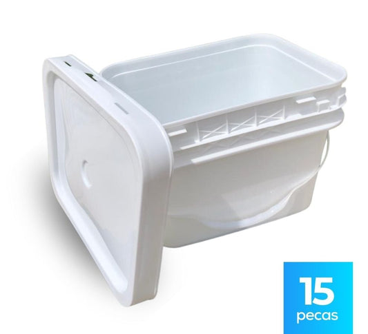Balde 10L Retangular Tampa Lacre Atoxico - 15 Peças - Nastripack Embalagens