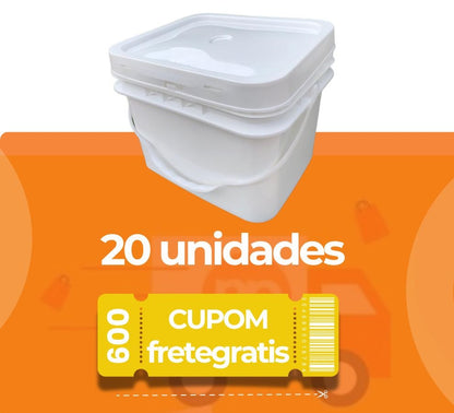 Balde 10L Retangular Tampa Lacre Atoxico - 20 Peças - Nastripack Embalagens