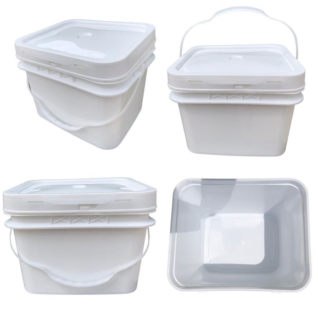 Balde 10L Retangular Tampa Lacre Atoxico - 20 Peças - Nastripack Embalagens