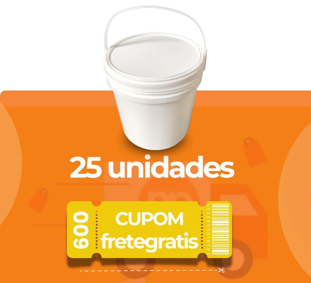 Balde 10L Tampa Lacre Atoxico BPA Free - 25 Peças - Nastripack Embalagens