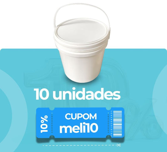 Balde 10L Tampa Lacre Atoxico - Kit 10 Peças - Nastripack Embalagens