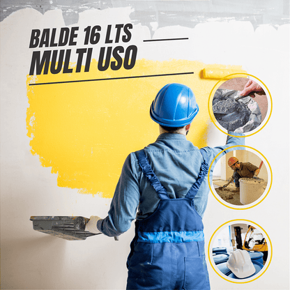 Balde 16 Litros com Tampa Lacre e Alça Plástica Preto Novo Reciclado - Kit 02 Peças - Nastripack Embalagens