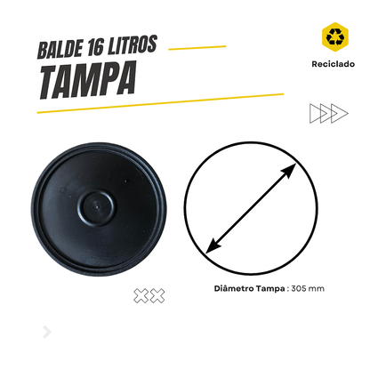 Balde 16 Litros com Tampa Novo Barato com Alça Plástica - Kit 10 Peças - Nastripack Embalagens