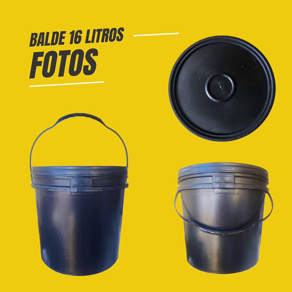 Balde 16 Litros com Tampa Novo Barato com Alça Plástica - Kit 10 Peças - Nastripack Embalagens