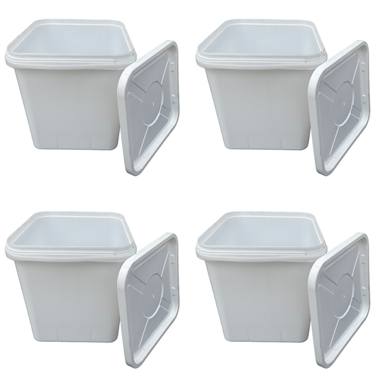 Balde 16L Retangular Branco com Tampa Lacre - Kit 4 Peças - Nastripack Embalagens