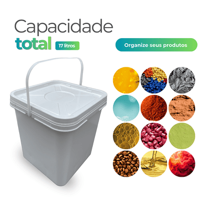 Balde 16L Retangular Branco com Tampa Lacre - Kit 4 Peças - Nastripack Embalagens