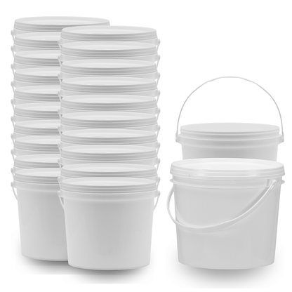 Balde 1.8 Litros Branco Atóxico com Tampa - Kit 20 Peças - Nastripack Embalagens