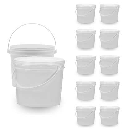 Balde 1.8 Litros Branco com Tampa Lacre - Kit 10 Peças - Nastripack Embalagens