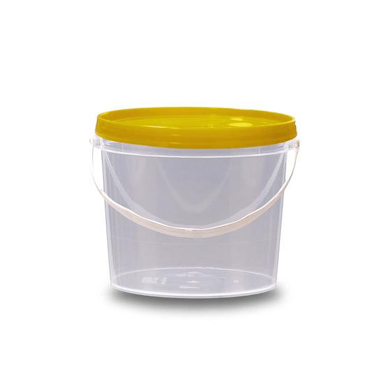 Balde 1.8 Litros Transparente com Tampa Amarela para Alimentos - Nastripack Embalagens