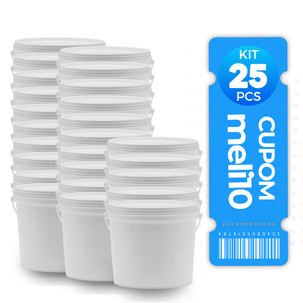 Balde 1.8L Branco Atóxico Tampa Lacre - Kit 25 Peças - Nastripack Embalagens