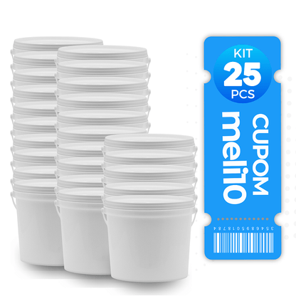 Balde 1.8L Branco Atóxico Tampa Lacre - Kit 25 Peças - Nastripack Embalagens