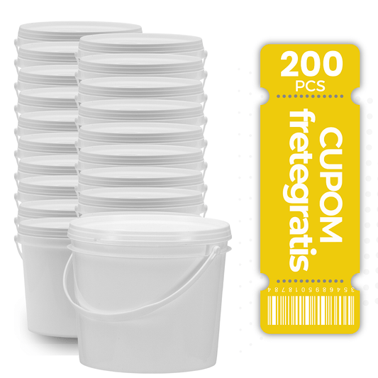 Balde 1.8L Branco Plastico Atoxico Tampa Lacre BPA Free - 200 Pcs - Nastripack Embalagens