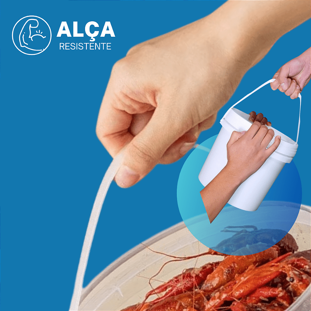 Balde 1.8L Branco Plástico Atóxico Tampa Lacre BPA Free - Kit 30 Peças - Nastripack Embalagens