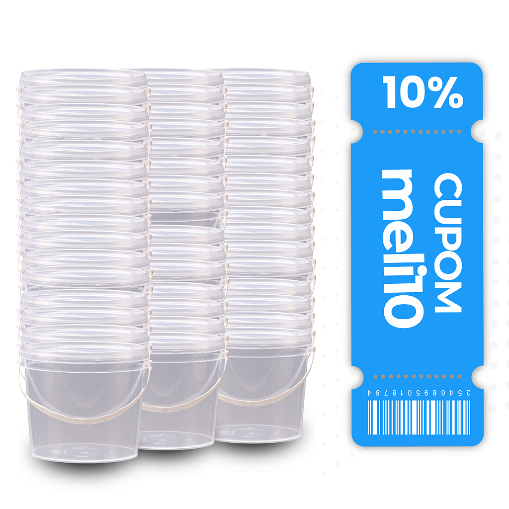 Balde 1.8L Transparente Atoxico com Tampa - 30 peças - Nastripack Embalagens
