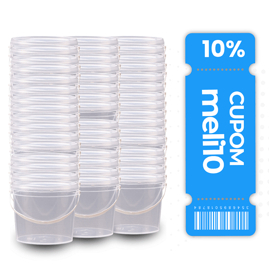 Balde 1.8L Transparente Atoxico com Tampa - 30 peças - Nastripack Embalagens