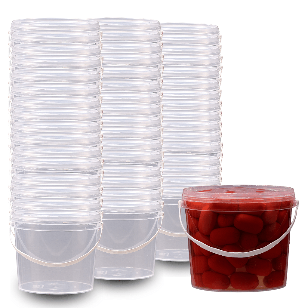 Balde 1.8L Transparente com Tampa - 25 peças - Nastripack Embalagens
