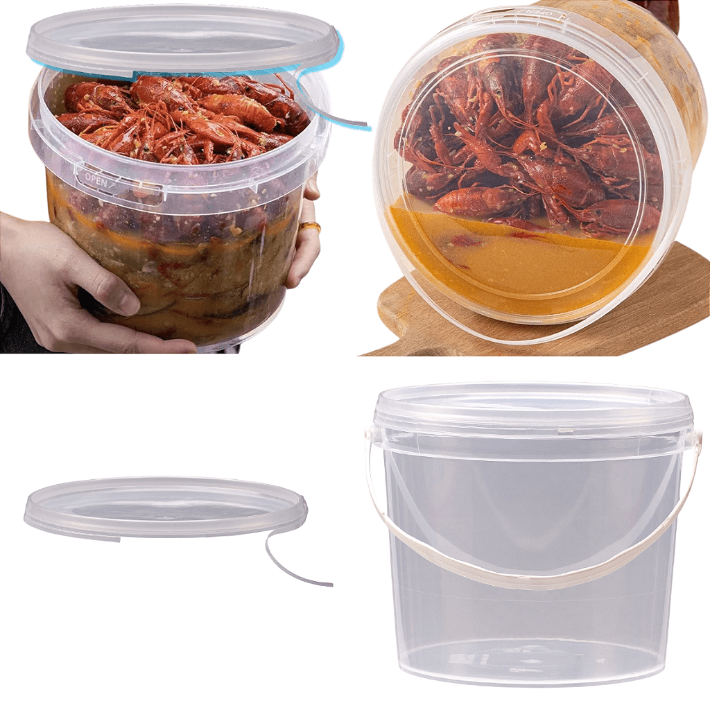 Balde 1.8L Transparente com Tampa Lacre Atoxico - Kit 20 Pcs - Nastripack Embalagens