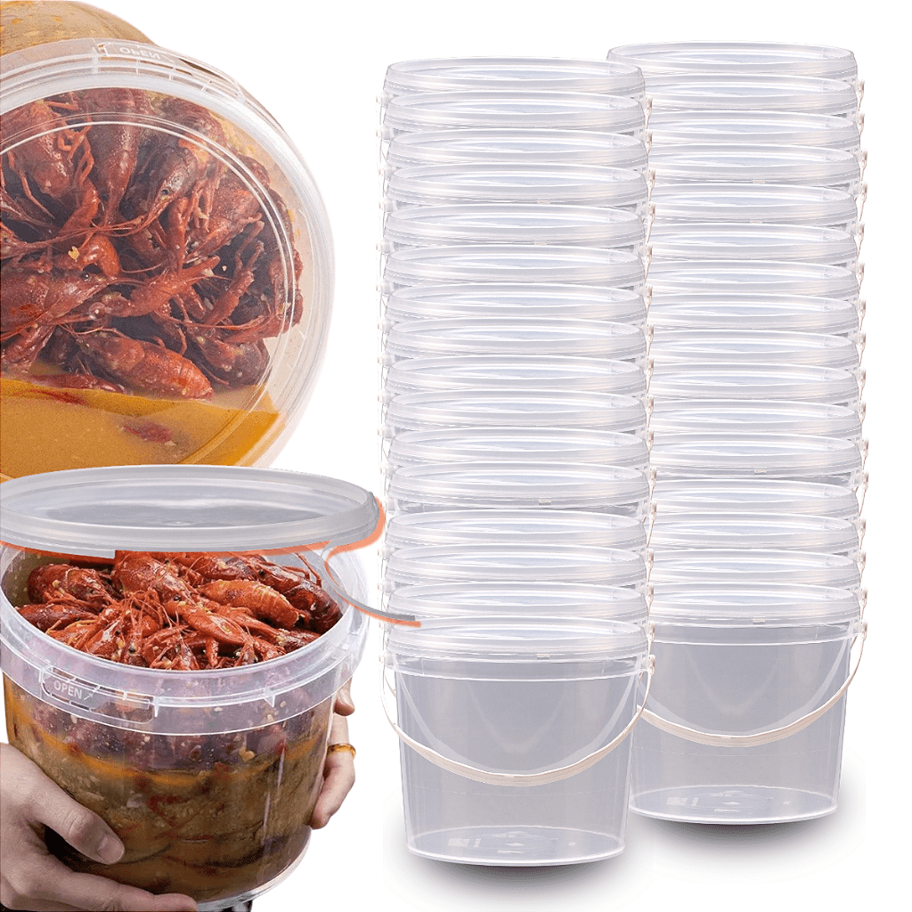 Balde 1.8L Transparente com Tampa Lacre Atoxico - Kit 20 Pcs - Nastripack Embalagens