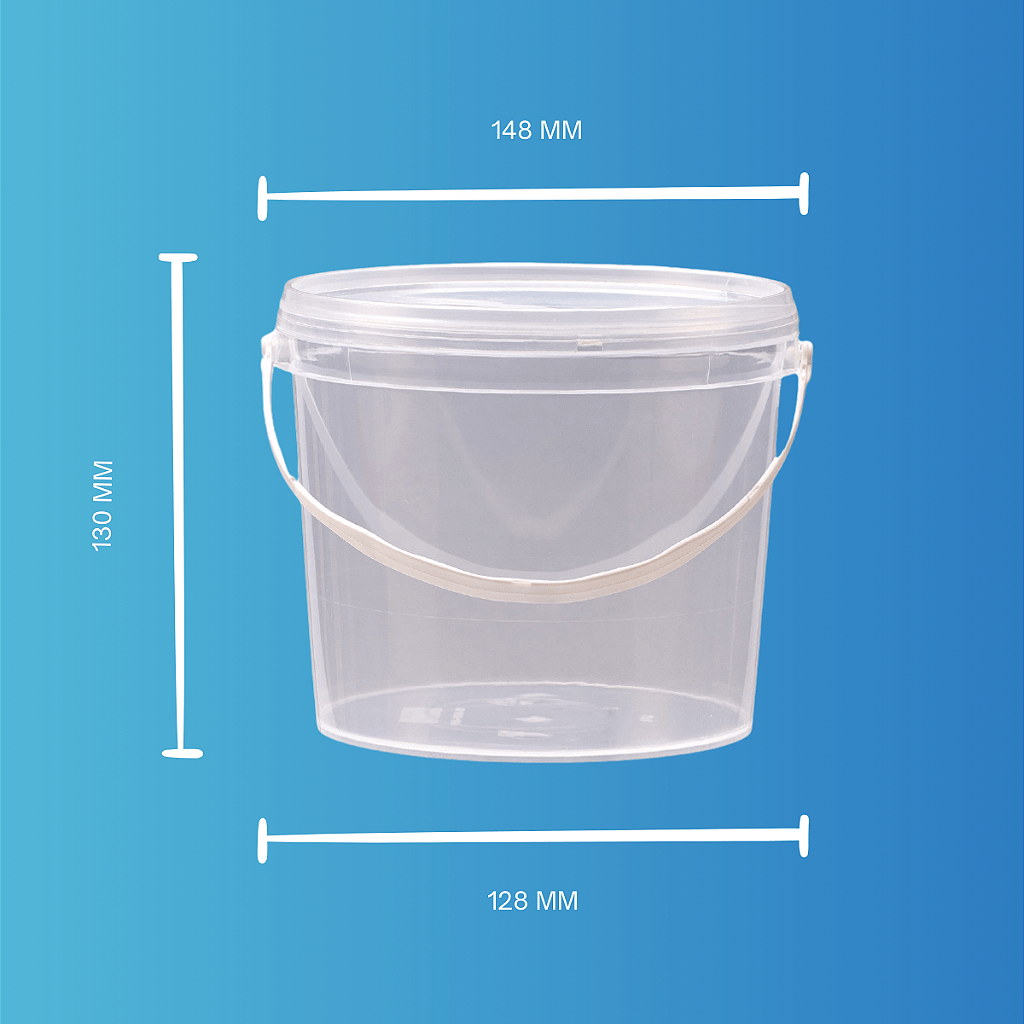 Balde 1.8L Transparente com Tampa Lacre Atoxico - Kit 20 Pcs - Nastripack Embalagens