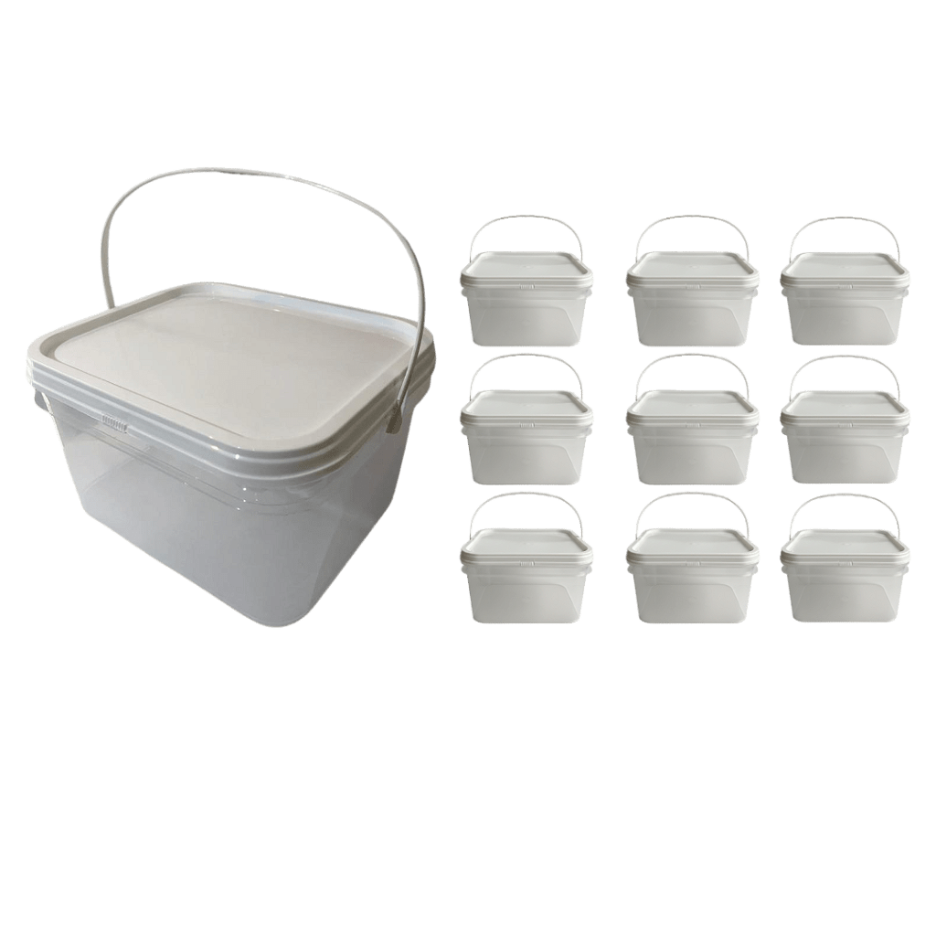 Balde 2.4 Litros Retangular Transparente para Aimentos - Kit 09 Peças - Nastripack Embalagens