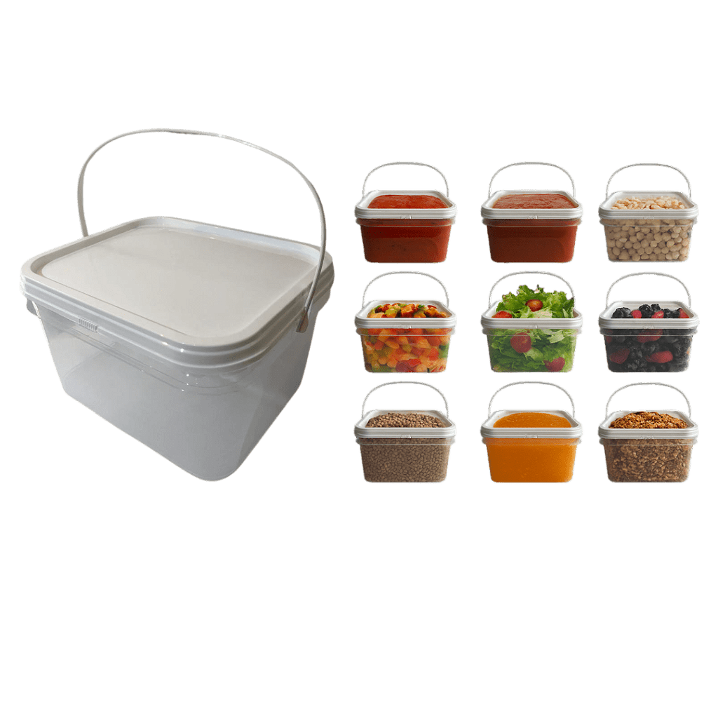 Balde 2.4 Litros Retangular Transparente para Aimentos - Kit 09 Peças - Nastripack Embalagens