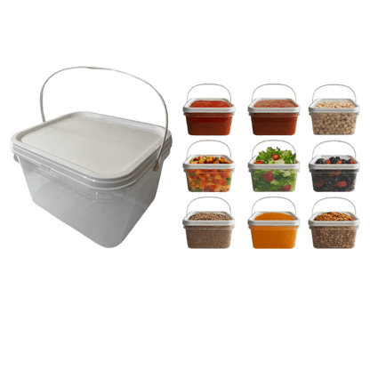 Balde 2.4 Litros Retangular Transparente para Aimentos - Kit 09 Peças - Nastripack Embalagens