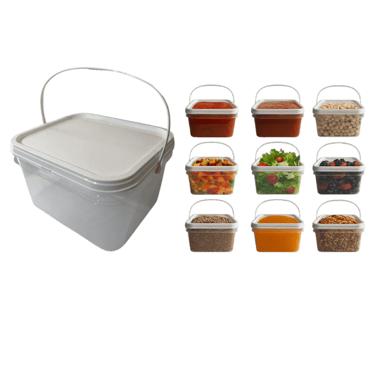 Balde 2.4 Litros Retangular Transparente para Aimentos - Kit 09 Peças - Nastripack Embalagens