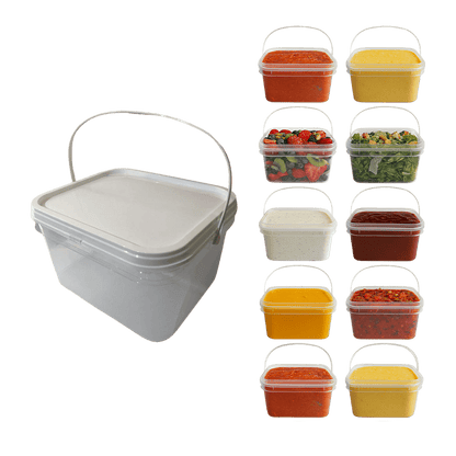 Balde 2.4L com Tampa Lacre Atóxico BPA Free Retangular - 10 Pcs - Nastripack Embalagens