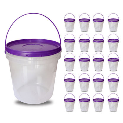 Balde 3 Lts Tampa Roxa Transparente para Alimentos em Geral - 20 Peças - Nastripack Embalagens