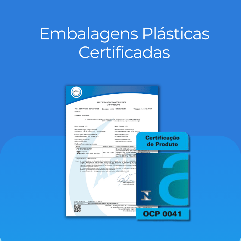 Balde 30 Litros com Tampa Lacre de Vedação e Alça Metálica - Nastripack Embalagens