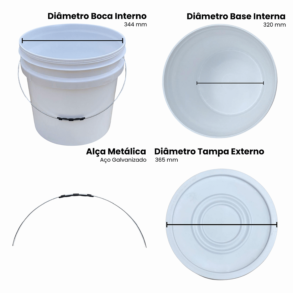 Balde 30 Litros com Tampa para Armazenar Alimentos Multiuso - KIt 07 Peças - Nastripack Embalagens