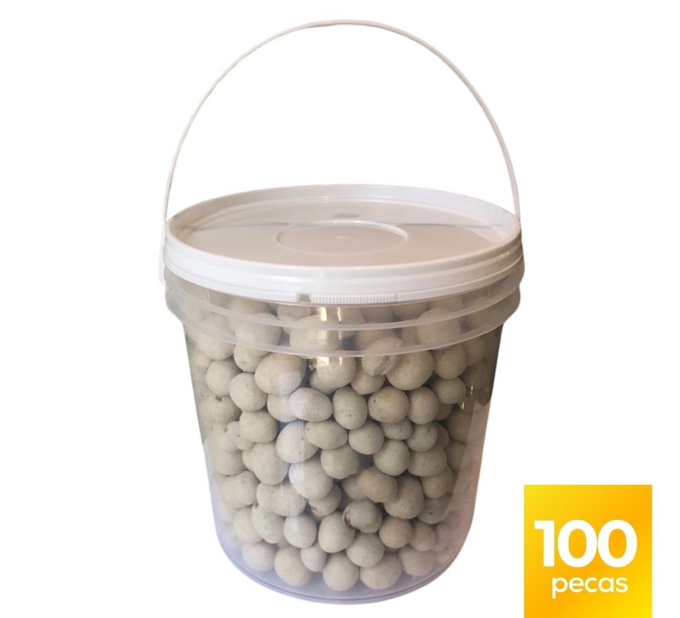 Balde 3.2 Litros Transparente com Tampa Branca Lacre e Alça Plastico Atoxico BPA Free - Kit 100 Peças - Nastripack Embalagens