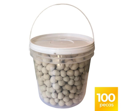 Balde 3.2 Litros Transparente com Tampa Branca Lacre e Alça Plastico Atoxico BPA Free - Kit 100 Peças - Nastripack Embalagens