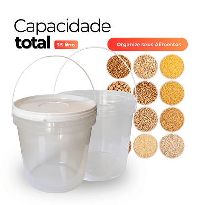 Balde 3.2 Litros Transparente - Kit 50 Peças - Nastripack Embalagens